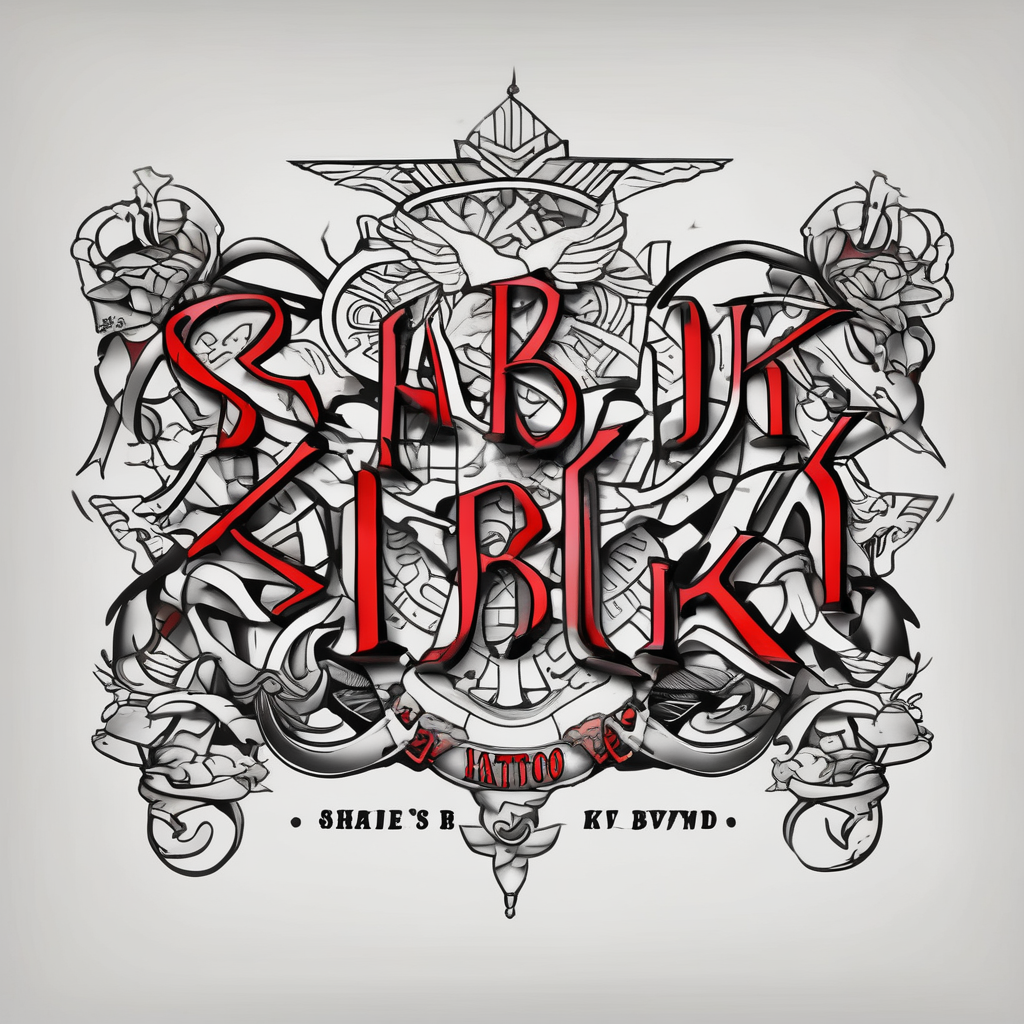 A tattoo of the sentence “Shabi ki BV ” in Roman english english dragon tattoo, design de tatouage Old school généré par IA